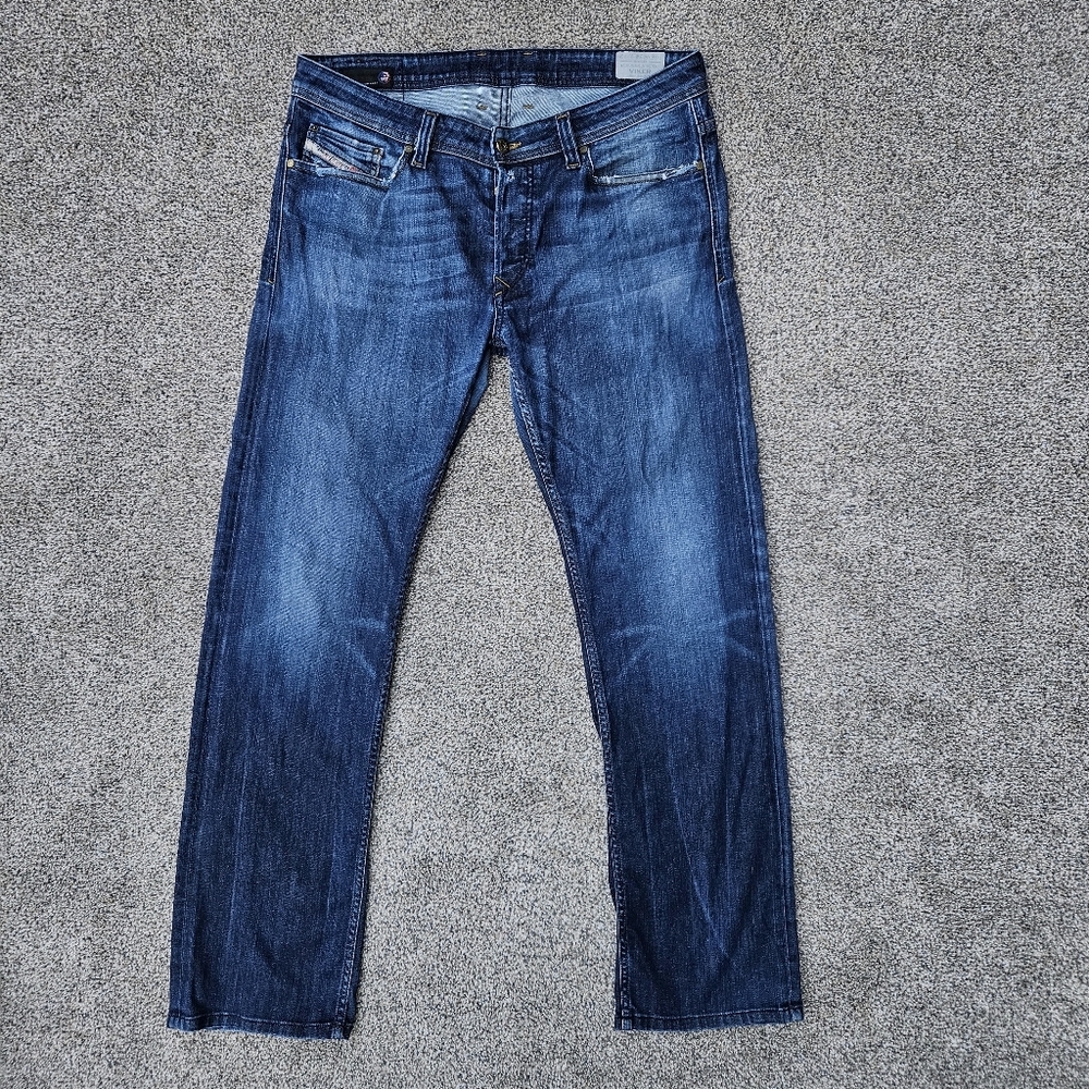 Diesel Viker Jeans Regular Straight Stretch Distressed USA Med Wash Men's 34x32
